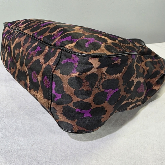 Coach F26033 Signature Stripe Ocelot Leopard Hobo Shoulder Nylon Purse Bag - Picture 6 of 12